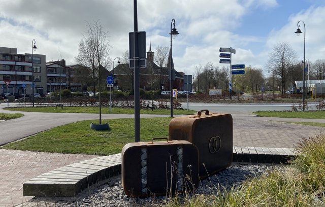 Monument "Standing still" in Delfzijl, the Netherlands. 
