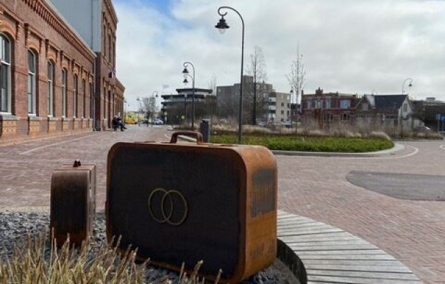 Monument "Standing still" in Delfzijl, the Netherlands. 