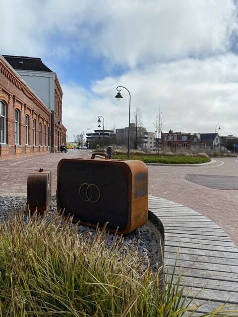 Monument "Standing still" in Delfzijl, the Netherlands. 
